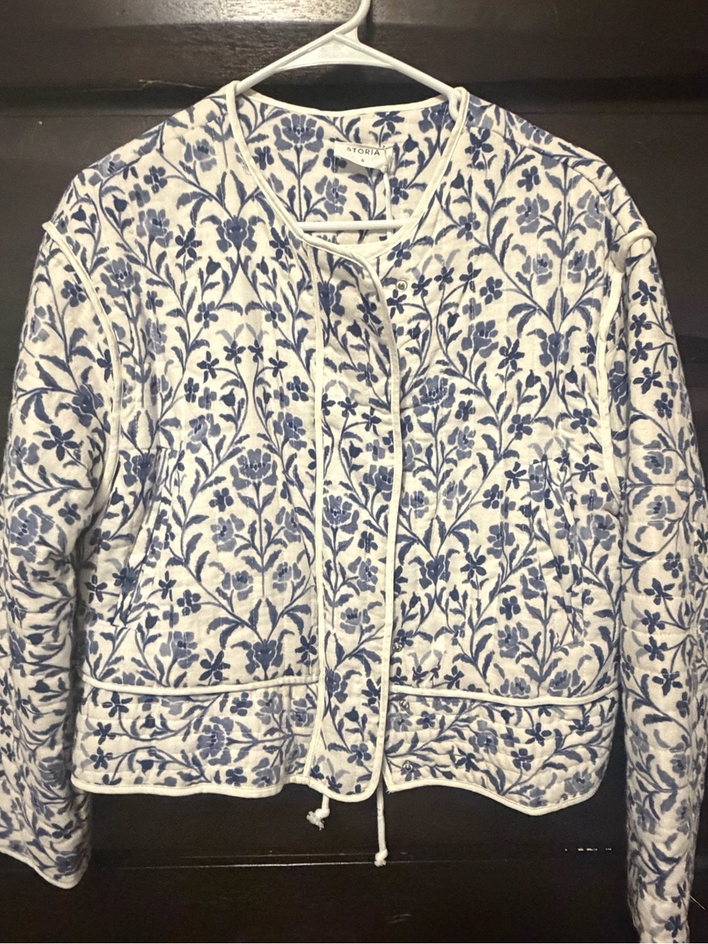 Storia White Jacket with Blue Floral Print